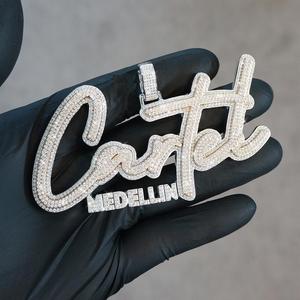 Colgante de Plata de Ley 925 Personalizado con Forma de Dibujo Animado, con Moissanita VVS, Corte Princesa Real, Estilo Hip Hop, Chapado en Oro - Product Image 1