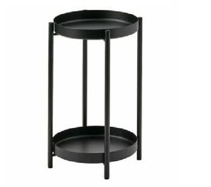 Mesa de metal negro de 2 neumáticos moderna, mesa auxiliar de aluminio de diseño lujoso para organizador de almacenamiento de sala de estar - Product Image 1