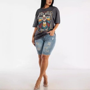 High Quality Custom Distressed Denim Shorts New Summer <b>Jeans</b> Shorts for <b>Women</b> 2025 Premium Washed <b>Women's</b> Shorts - Product Image 2