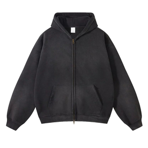 Top des tendances personnalisé soleil fané hommes fermeture éclair sweats à capuche unis hommes acide lavage en vrac avec logo personnalisé sweats à capuche pour hommes - Product Image 4
