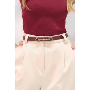 Ceinture longue et fine pour femme avec boucle dorée, ceinture pour veste, ceinture pour chemise, ceinture pour robe - Bourgogne - Product Image 1