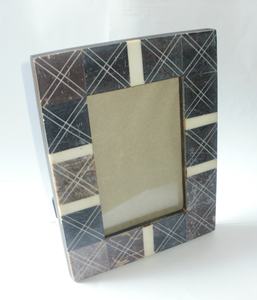 Cadres photo élégants en incrustation d'os bleu et blanc faits à la main, cadre photo vintage en résine, ameublement, décorations de table - Product Image 4