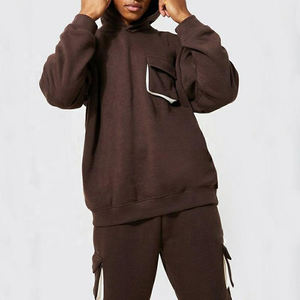 Survêtement à capuche surdimensionné léger imprimé avec logo personnalisé French Terry Casual de rue Pantalon de survêtement cargo personnalisé à capuche - Product Image 3