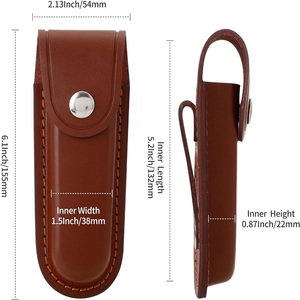 Couteau de chasse de luxe étui en cuir étui de couteau pliant en cuir étui de couteau de poche en cuir avec boucle de ceinture - Product Image 4