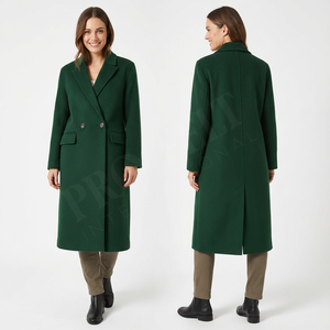 Abrigo Largo Cruzado de Lana de Cachemira Multiusos, Abrigo de Lana Elegante de Invierno, Entallado, con Logotipo Bordado Personalizado - Product Image 2