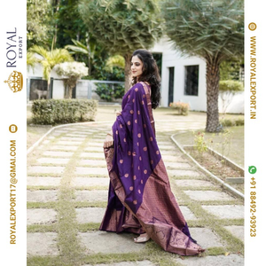 Presentación de nuevas colecciones Blissful Soft Lichi Silk Beautiful Rich Pallu Saree al por mayor por Royal Export en Surat Gujarat - Product Image 4