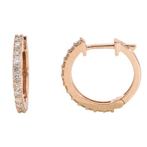 Pendientes de aro de oro blanco refinado de 14 quilates con diamantes redondos naturales Ajuste elegante de pavé Accesorio de lujo atemporal elegante - Product Image 1