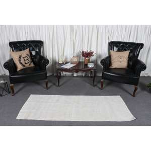 Alfombra de lana de retazos blanca moderna con respaldo de látex, alfombra tradicional turca ecológica de 2.2x6ft para el hogar y el comedor - Product Image 2