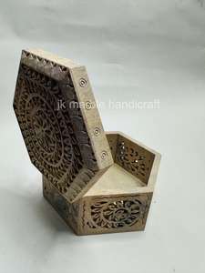 กล่องเครื่องประดับหินสบู่หรูหราดีไซน์ใหม่ทำมือแกะสลักทำด้วยมือหินอ่อนสีน้ำตาลสินค้าหรูหรา - Product Image 2