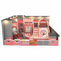 Nouvelle conception de terrain de jeu intérieur sur le thème des contes de fées pastel, avec piscine à balles et toboggan, équipement personnalisé pour les centres de fête pour enfants