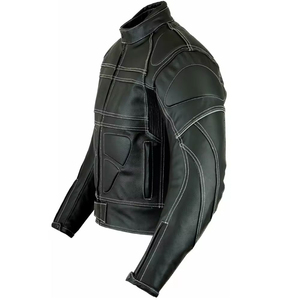 Chaqueta de moto de invierno para hombre, de cuero genuino, impermeable, respetuoso con el medio ambiente, con cuello levantado, a prueba de viento, carreras - Product Image 3