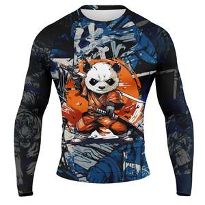 High Quality Comfortable Breathable Solid Color Men MMA <b>Long</b> <b>Sleeve</b> Rash Guard Spandex/Nylon Best Manufacturing Cheap Price - Product Image 1