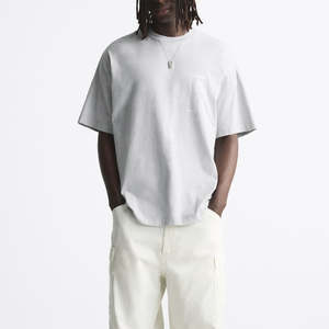 T-shirt à logo personnalisé T-shirt à col épais et à épaules tombantes Streetwear T-shirt Boxy Fit T-shirt surdimensionné en coton - Product Image 6