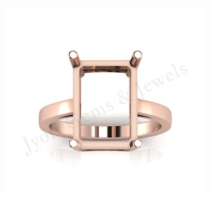 Solid 925 Sterling Silver <b>Blank</b> Rectangle Prong Setting Semi Mount Stone Setting <b>Ring</b> Custom Jewelry Wholesale Manufacturers - Product Image 2