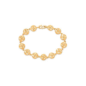 กำไลข้อมือแฟชั่นแบบยืดหยุ่นลายดอกไม้สีทอง - Product Image 2