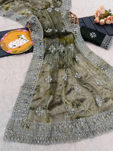 Excellente qualité la plus fantaisie tendance vêtements à la mode Bur Burry Spray impression Saree avec 3 mm séquence travail femme mode - Product Image 6