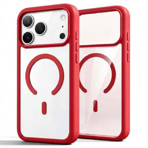 เคสใสแบบไฮบริดสำหรับ iPhone 18 Pro Max และ iPhone 17 Pro Max พร้อมวงแหวนแม่เหล็กสีแดง - Product Image 1