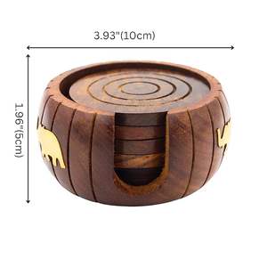 แผ่นรองแก้วไม้รักษ์โลก คุณภาพส่งออก งานแฮนด์เมด สไตล์โบฮีเมียน ออกแบบตามสั่ง สำหรับสำนักงานและบ้าน ราคาจากอินเดีย - Product Image 4