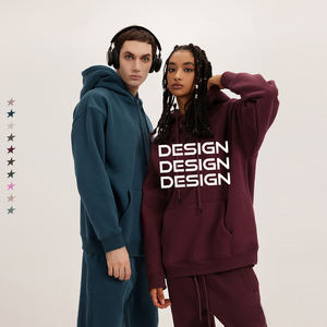 Jersey de algodón 100% de 500gsm para hombre, sudadera con logotipo bordado con estampado personalizado, sudadera unisex de gran tamaño de lana de peso pesado para invierno - Product Image 4