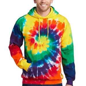 SUDADERA CON CAPUCHA TIE-DYE PULLOVER CON LOGOTIPO IMPRESO FRENTE DEL TELAR HIP HOP PRECIO SUDADERA CON CAPUCHA - Product Image 1