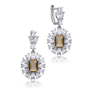 Pendientes colgantes de sultanita de corte esmeralda Floral CZ Halo Cambio de color Piedra preciosa Joyería de declaración al por mayor Plata de Ley 925 - Product Image 3