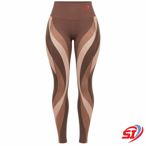 Leggings de compression personnalisés pour femmes en polyester extensible, à blocs de couleur, avec ruban Canyon, taille haute, pour la gym et la course, Printemps/Automne - Product Image 5
