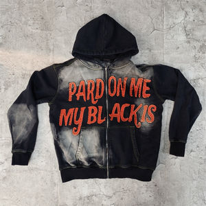 ชุดกีฬาสองชิ้นผ้าเปียกเช็ดล้างกรดชุดวอร์มผ้าปะติดแบบเรียบร้อย - Product Image 1