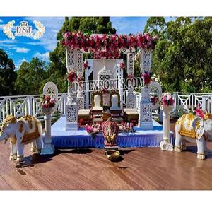Tema al aire libre Boda Blanco Haveli Mandap Boda tradicional Haveli Diseño Vidhi Mandap Sikh Boda Mandap Decoración Configuración - Product Image 1
