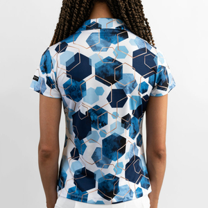 Polo de golf para mujer al por mayor, Polo de secado rápido de alta calidad, diseño de patrón sólido para mujer, botón de tela informal - Product Image 2