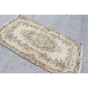 Alfombra Turca Vintage de 3.7x6.7 pies (112x204 cm), Alfombra Ikat Marrón - Product Image 4