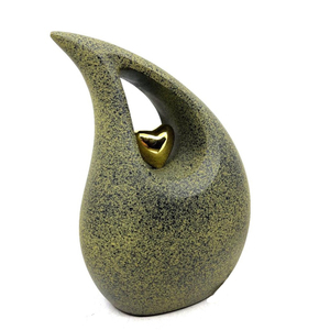 Urne en aluminium vert noir en forme de larme cendres adultes mémorial de souvenir funéraire élégant en vrac exportateur d'usine meilleur prix de gros - Product Image 1