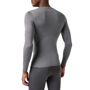 เสื้อออกกำลังกายผ้าฝ้ายระบายอากาศแขนยาวสองชั้นสำหรับผู้ชายเสื้อออกกำลังกายคอและชั้นฐาน - Product Image 5