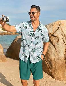 Conjunto de Camisa Casual de Verano Personalizable, Conjunto de Playa, Pantalones Cortos Casuales Hawaianos, Conjunto de Dos Piezas para Parejas - Product Image 3