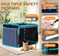 Sac de transport pour chat extra large extensible avec bac à litière, pliable, souple, avec fermetures éclair, pour 2 chats, idéal pour les voyages en voiture