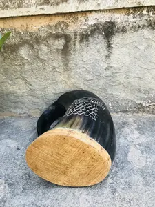 Chope en corne de buffle naturelle et sans danger pour les aliments, tasse polie pour la bière et le vin. - Product Image 6