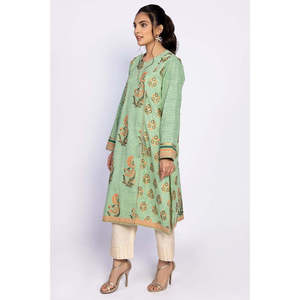 เสื้อเชิ้ตผู้หญิงสีเขียวลายดอกไม้ปักผ้าป๊อปลินคอตตอน/ใยไผ่ แขนยาวแบบดั้งเดิม พิมพ์ลายบล็อก หรูหรา มีทั้งแบบสั้นและยาว - Product Image 4