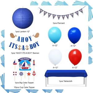 UNK thème nautique fête d'<span class=keywords><strong>anniversaire</strong></span> fournitures océ<span class=keywords><strong>an</strong></span> fête garçon bébé douche bébé 1er <span class=keywords><strong>anniversaire</strong></span> <span class=keywords><strong>anniversaire</strong></span> décoration ensemble - Product Image 2