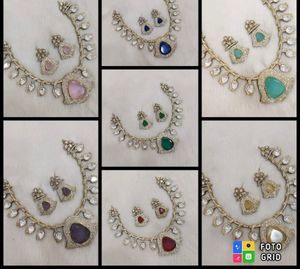 Luxueux cuivre perlé ensemble de bijoux de mariée collier et boucles d'oreilles de Style Vintage avec forme personnalisée avec des fêtes de mariage de perles - Product Image 3