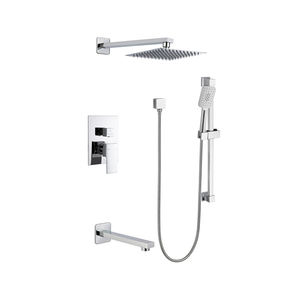 Sistema doccia tidgiugno bilanciamento pressione rubinetto doccia 3 funzioni quadrato con beccuccio vasca a cascata - Product Image 2