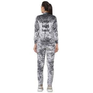 Fashion Adjustable Zipper Custom Long Sleeve Women's Suits Jogger <b>Tracksuits</b> <b>velvet</b> Hoodie and trousers Sets - Product Image 4