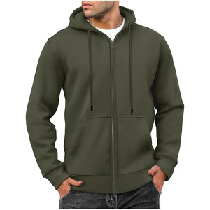 Sweat à capuche ample en coton 100% de haute qualité, épais, surdimensionné, avec double poche zippée, personnalisé pour homme, en polaire d'hiver classique - Product Image 1