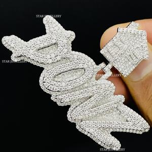 10K Gold Christian Gold Plated Iced Out Lab Grown Diamond Custom Unisex Hip Hop Round Brilliant Cut Letter <b>Pendant</b> Custom <b>Bail</b> - Product Image 3