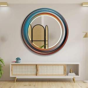 Decoración de pared de espejo redondo manchado-Espejo de vidrio templado-Pared de espejo circular-Baño - Product Image 2