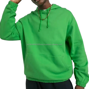 Sweat à capuche surdimensionné personnalisé de haute qualité avec logo, pull pour homme, vert, manches longues, poche à rabat tendance - Product Image 1