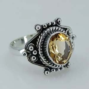 Bague Bohème Chic en Argent Sterling 925 avec Citrine Faite à la Main, Pierre de Naissance de Novembre, Diamant Taille Ovale, Idéale pour Cadeau d'Anniversaire - Product Image 3