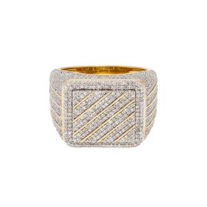 Anillo de aniversario de lujo para hombre estilo Hip Hop VVS Moissanite diamante redondo en plata de ley chapado en oro totalmente helado - Product Image 1