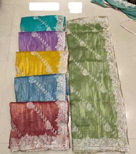 ส่าหรีผ้าชีฟองปักลายคลาสสิกผ้าออแกนซ่าขอบหอยเชลล์เหมาะสำหรับงานรื่นเริงและการขายในต่างประเทศ - Product Image 5