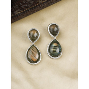 Contemporary Silver Plated Fluorite Color Fashion <b>Earrings</b> with Push <b>Back</b> Clasp One Pair CC-EAR10A - Product Image 1
