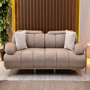 Ensemble de canapés en tissu bouclé tendance, mobilier de salon moderne de luxe, canapé à dossier coussiné de style turc pour villa et projets hôteliers - Product Image 1