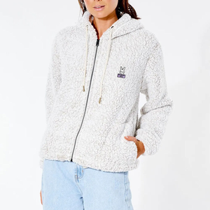Último diseño al por mayor de lana esponjosa Sudadera con capucha de bolsillo personalizado de gran tamaño de invierno grueso cálido sólido Sherpa sudaderas con capucha para las mujeres - Product Image 1